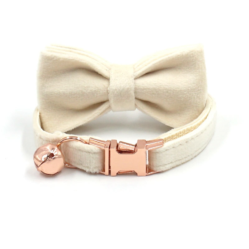 Engraved Cat Collar Bowknot Zinc Alloy Buckle Bell Baby Dog Cat Collar Bowknot Cat Collars