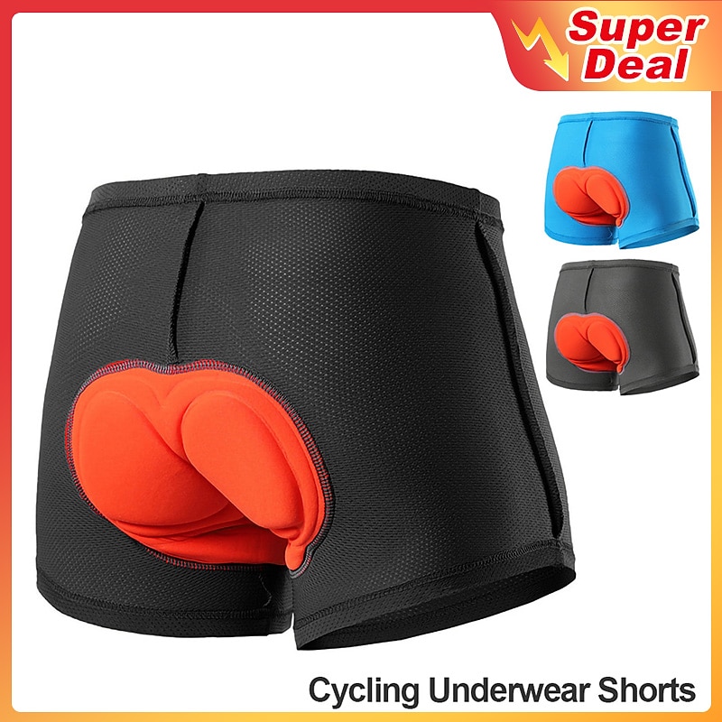 Arsuxeo Men's Cycling Under Shorts Cycling Underwear Black Bike Underwear Shorts Padded Shorts Chamois Mountain Bike MTB Road Bike Breathable 3D Pad Quick Dry Anatomic Design Sports Polyester Coolmax®3