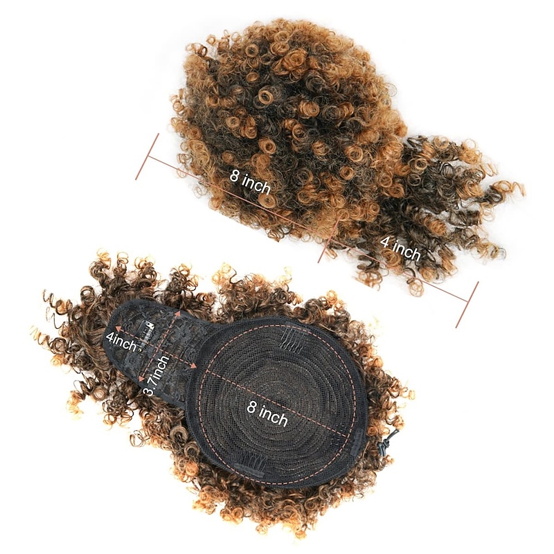 Afro Puff Drawstring Ponytail with Kinky Curly Hair Clip in Bangs Short Ponytail Hair Extensions Updo Hairpieces for Black Women4