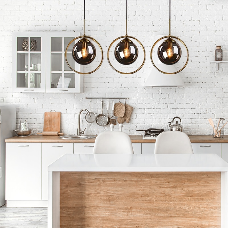 25 cm Single Design Pendant Light LED Globe Circle Metal Electroplated Island Lights Nordic Style Shops / Cafes Dining Room Bedroom Living Room Lights Gift for Family Friends 1100-240V