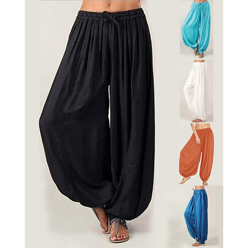 Women's Yoga Pants Drawstring Harem Baggy Pilates Belly Dance Dance Bloomers Bottoms Solid Color Black White Red Fall Winter Sports Activewear Loose Fit