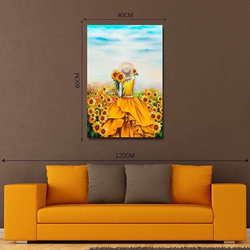 Oil Painting Handmade Hand Painted Wall Art Impression Sunflowers Canvas Painting Home Decoration Decor Stretched Frame Ready to Hang4