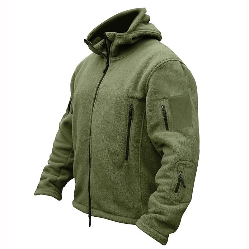 Men's Warm Military Tactical Jacket Sport Fleece Hooded Jacket Winter Adventure Jacket Coats Outdoor Windproof Multi Pockets Lightweight Full Zip Jacket Trench Coat Top Camping Hunting Fishing2