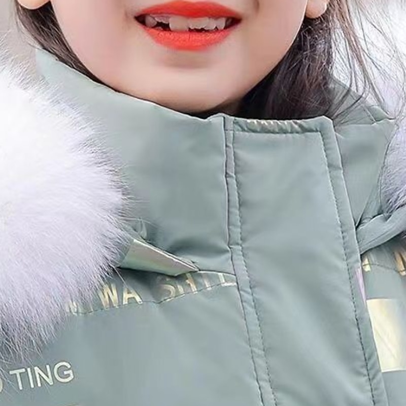 Kids Girls' Down Coat Puffer Jacket Letter Active Outdoor Cotton Coat Outerwear 4-13 Years Fall Black Yellow Pink4