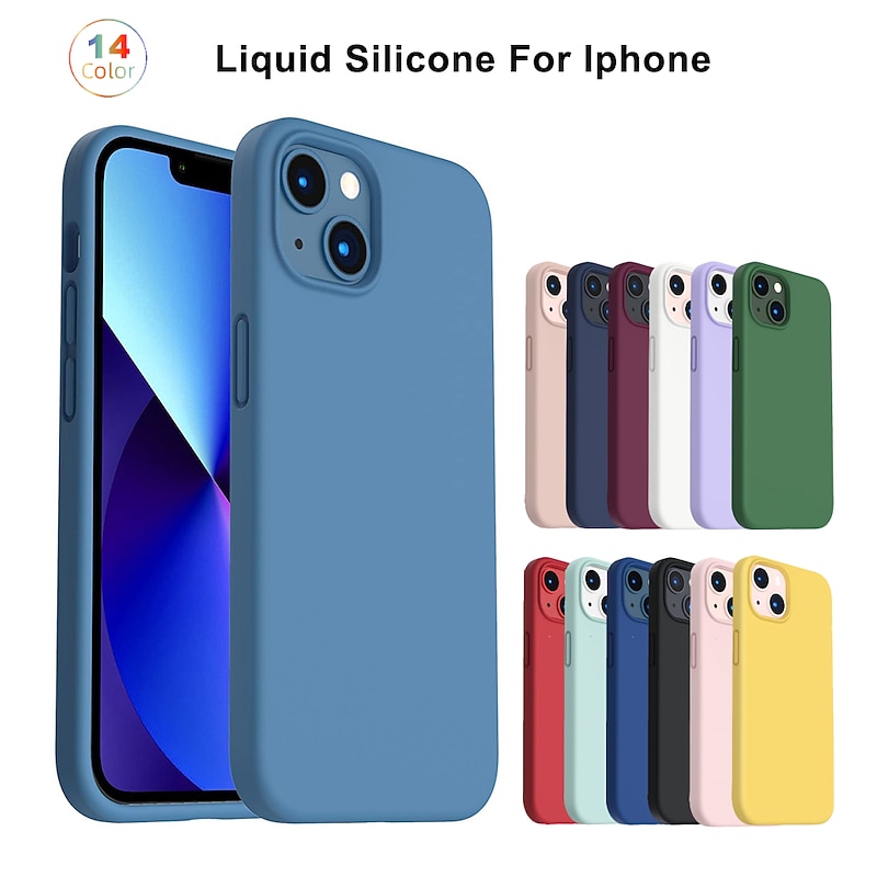 Phone Case For iPhone 16 15 14 Pro Max Plus 13 12 11 Pro Max Mini Liquid Silicone Case Shockproof Solid Color Silicone