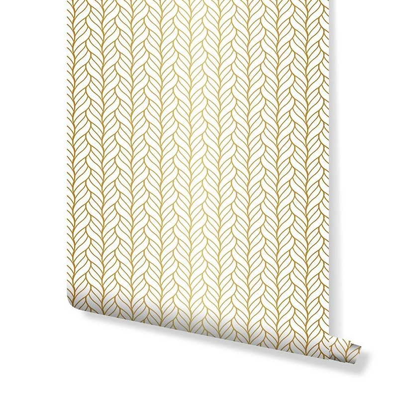 Geometric Wallpaper Yellow Peel and Stick Wallpaper Removable Pvc/Vinyl Self Adhesive 17.7''x118''in(45cmx300cm) / 45x300cm2