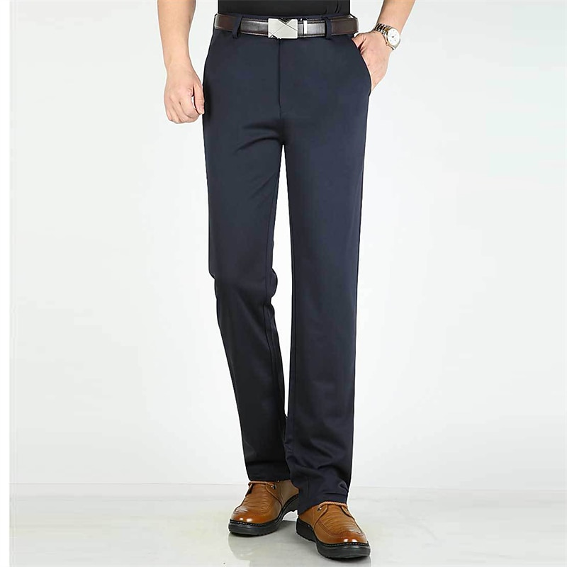 Men's Dress Pants Trousers Pocket Plain Comfort Warm Wedding Business Casual Retro Vintage Classic Wine Khaki Stretchy2
