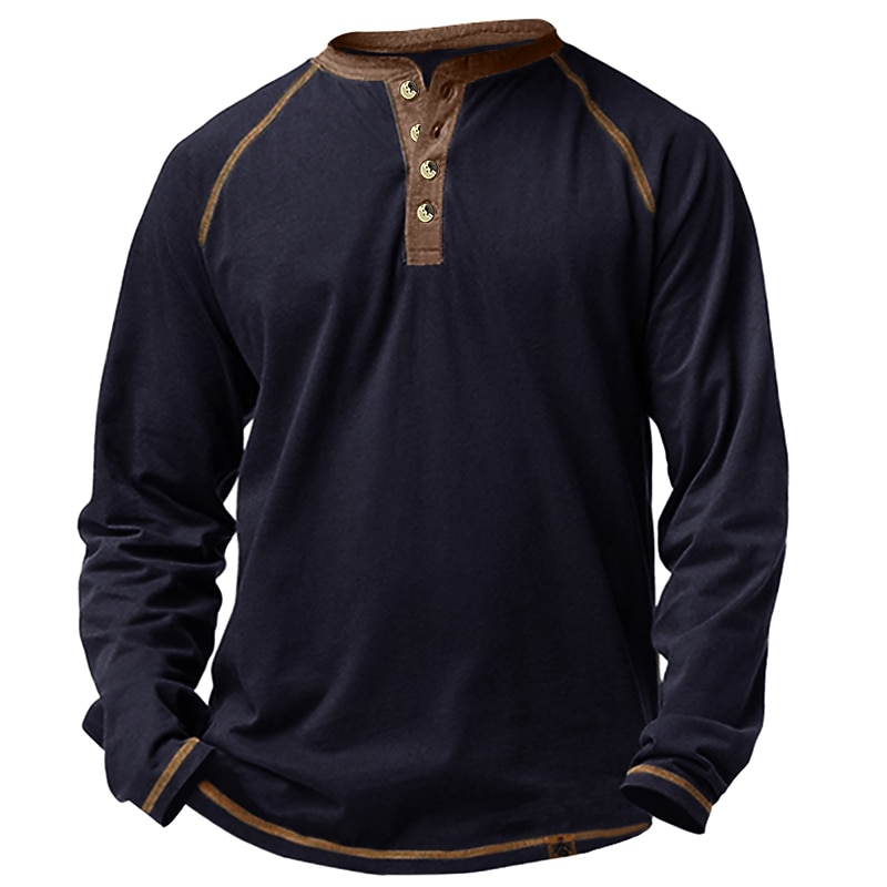 Men's Button T Shirt Henley Shirt Long Sleeve Shirt Long Sleeve Henley Spring &  Fall Plain Fashion Designer Casual Vacation Street Holiday Black Wine Royal Blue Top Tee for Men3