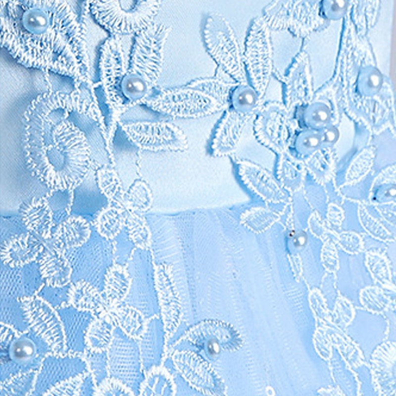 Kids Girls' Flower Girl Dress Dress Flower Sleeveless Wedding Party Sequins Princess Sweet Polyester Knee-length Flower Girl's Dress Summer 3-12 Years White Pink Navy Blue4