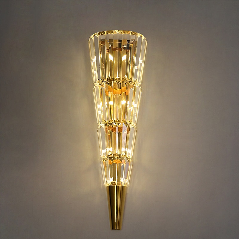 LED Wall lights Crystal Diamond Design, Wall sconce Brass Finish Bedside Lamp Torch Shape Wall Mount Lamp for Bedroom Modern Crystal Wall Light3