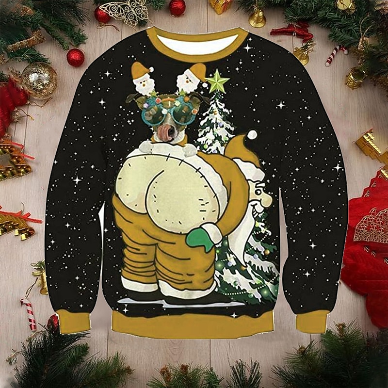 Men's Santa Claus Graphic Prints Sweatshirt Sweatshirt Pullover Long Sleeve Sweatshirt Crew Neck Designer Casual Big and Tall 3D Print Daily Sports Holiday Print Spring &  Fall2