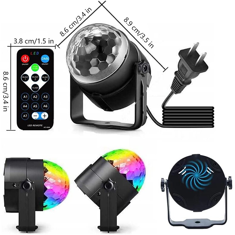 Mini Dj Disco Ball Party Stage Lights Indoor Led 7Colors Effect Projector Equipment for Stage Lighting with Remote Control Sound Activated for Dancing Christmas Gift KTV Bar Birthday4