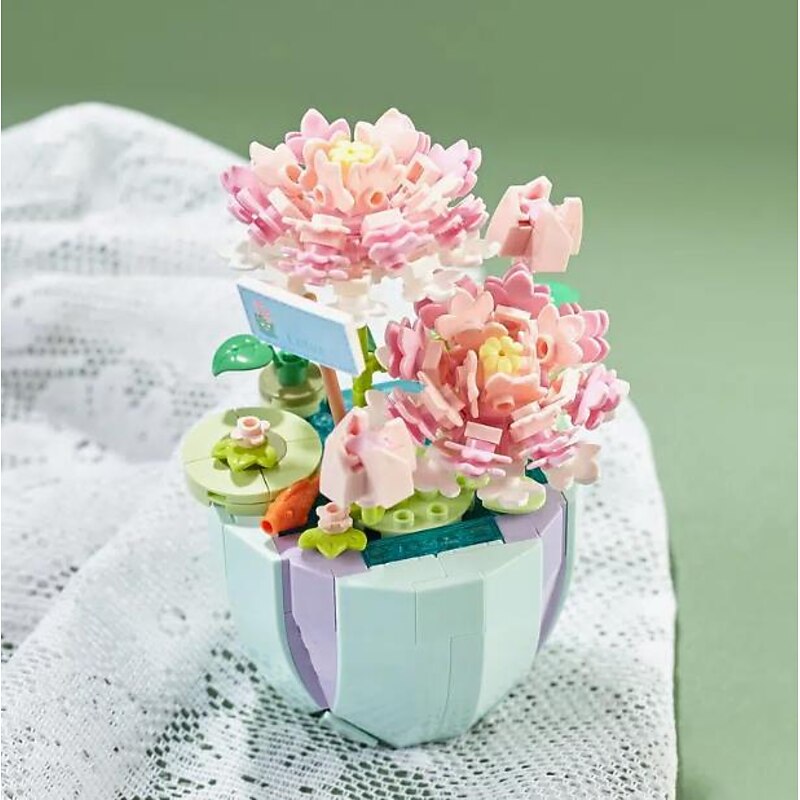 Women's Day Gifts Building Blocks Toys，Assembly Diy Toy Building Blocks Potted Flowers Small Gifts Flower Room Diary Vital Chrysanthemum for Ages 14+ Mother's Day Gifts for MoM2