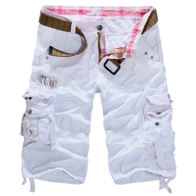 Men's Cargo Shorts Shorts Hiking Shorts Pocket Plain Comfort Wearable Calf-Length Work Casual Daily Fashion Streetwear ArmyGreen Black2