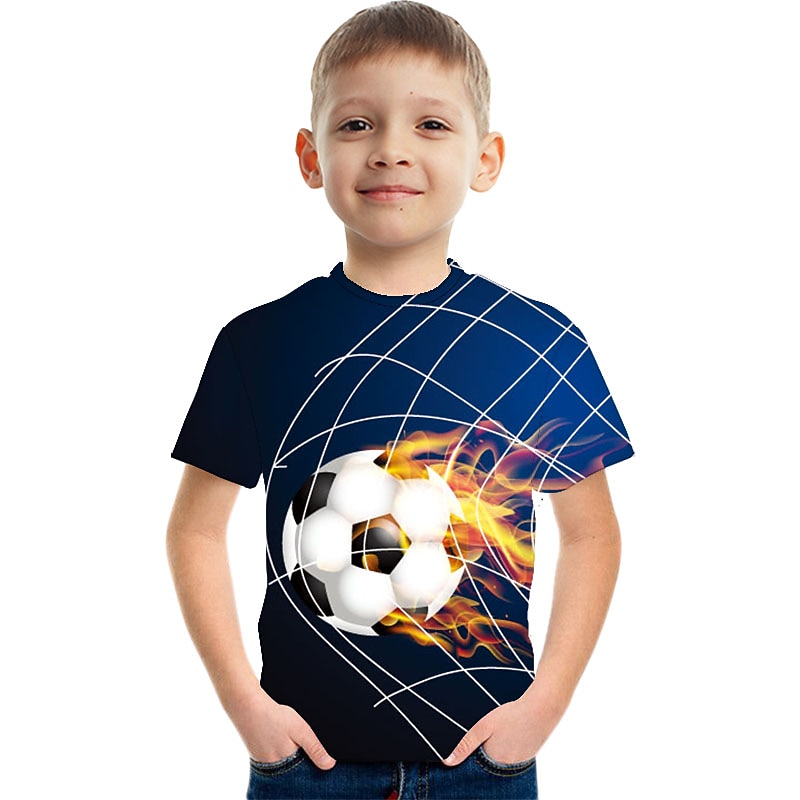 Boys 3D Color Block Football T shirt Short Sleeve 3D Print Summer Active Cute Streetwear Polyester Rayon Kids 3-12 Years School Outdoor Daily2