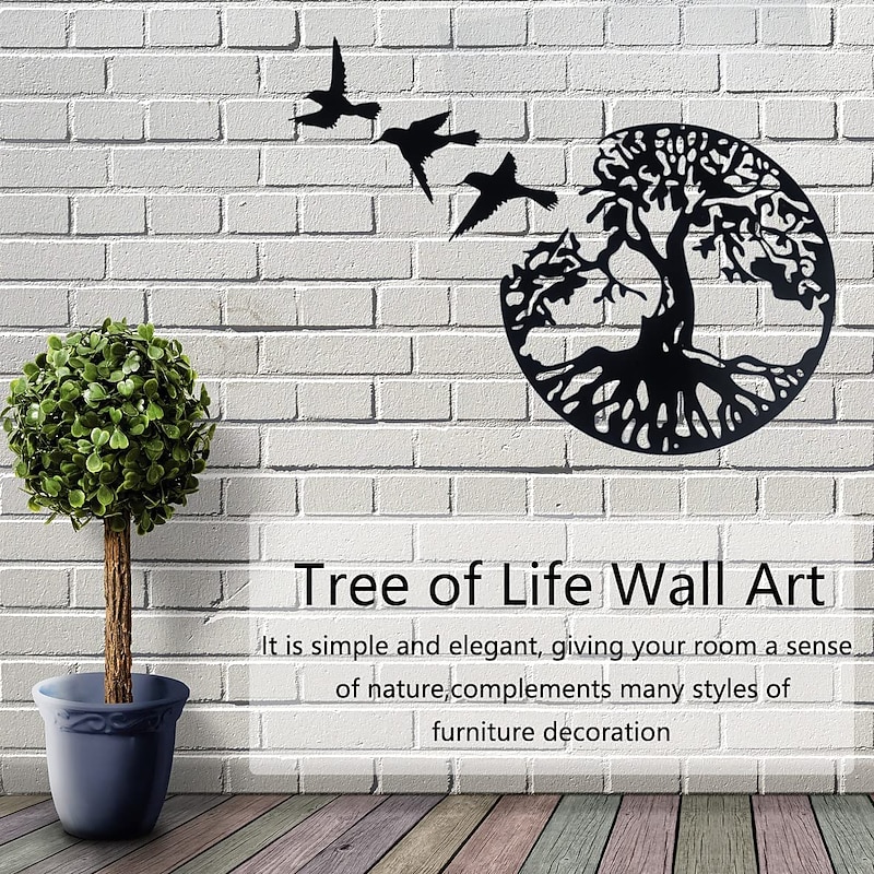Metal Tree of Life Wall Art Decor, Large Tree of Life and Birds of Peace Wall Plaque Decorative Garden Art Hanging Sculpture4