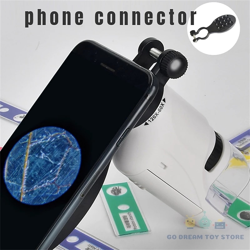 Handheld Microscope Kit Lab LED Light 60X-120X Home School Biological Science Educational Toys For Children Brinquedo STEM Gift for Christmas Gifts4