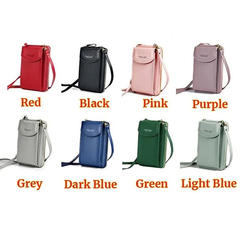 Women's PU Leather Crossbody Bags Large Capacity Zipper Purse Clutch Phone Wallet Shoulder Bag4