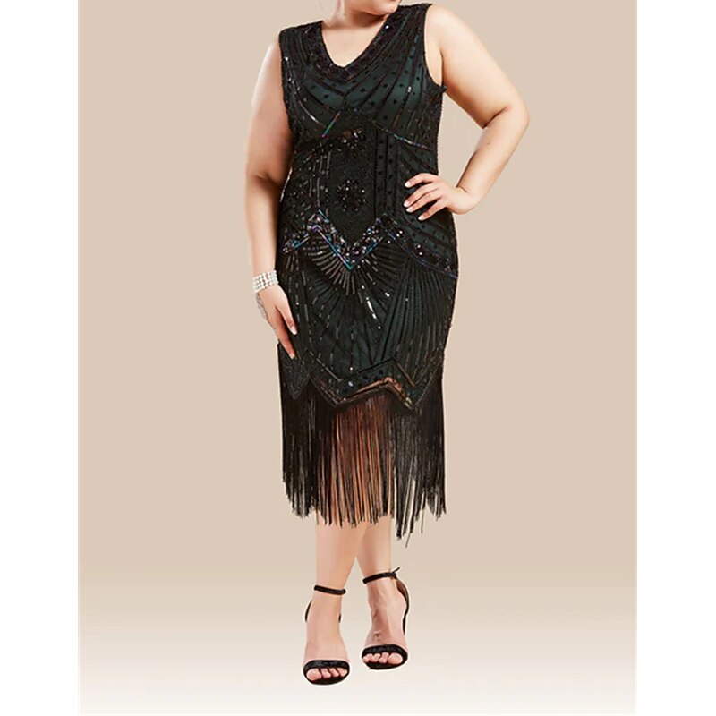 Roaring 20s 1920s Cocktail Dress Flapper Dress Dress Outfits The Great Gatsby Wedding Guest Sequins Tassel Fringe Fancy Dress Women's Masquerade Party / Evening Prom Wedding Reception Adults' Dress2