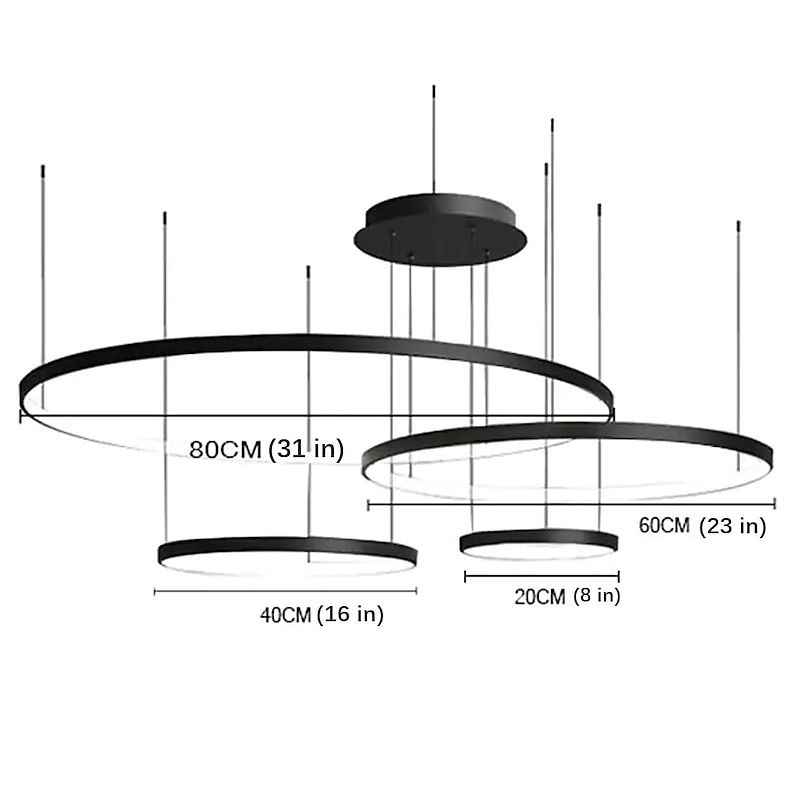 40 60 80 cm Dimmable LED Pendant Lights Circle Design Aluminum Silica gel Modern Style Classic Circle Black Contemporary Modern 220-240V 110-240 V3