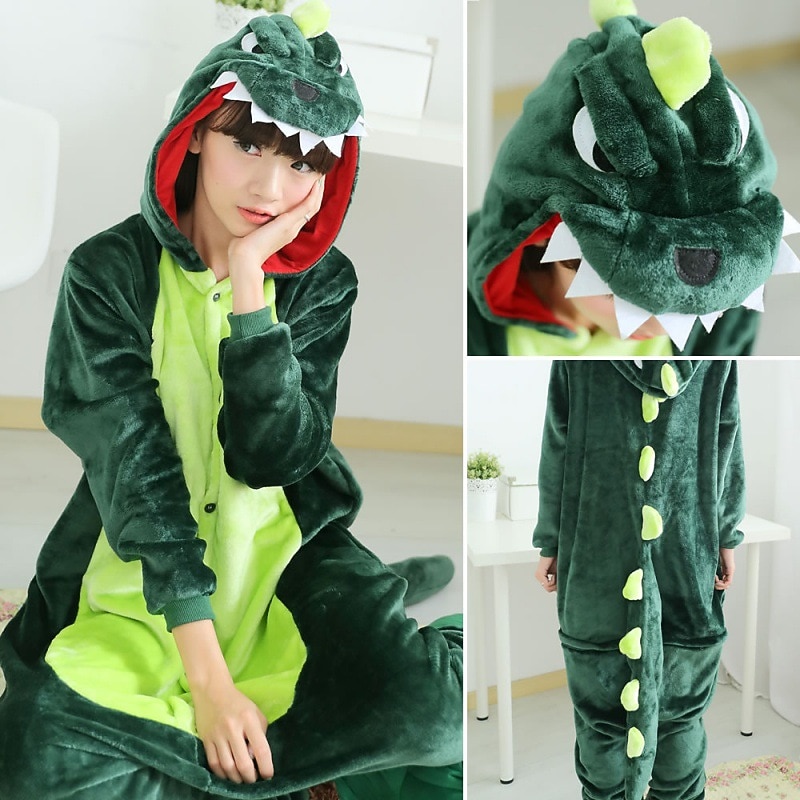 Adults' Patchwork Nightwear Camouflage Onesie Costume Carnival Costume Dinosaur Onesie Pajamas Kigurumi Pajamas Pajamas Funny Costume For Men and Women Christmas Carnival New Year Cartoon2
