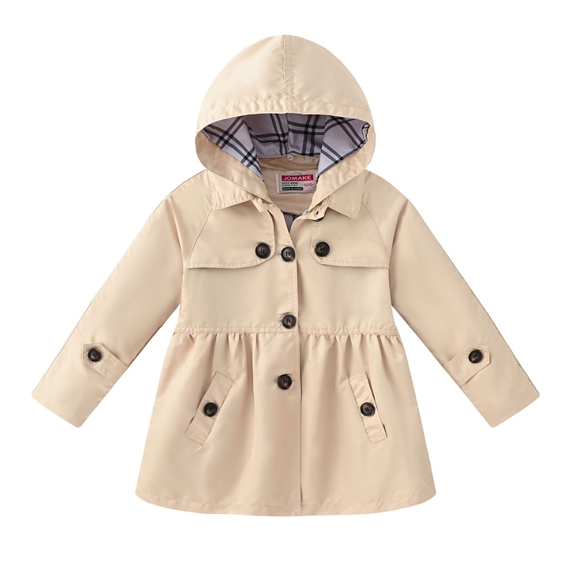 Kids Girls' Trench Coat Long Sleeve 3178-3 purple 3178-4 navy blue 3178-2 pink Solid Color Winter Fall Active Outdoor 7-13 Years4