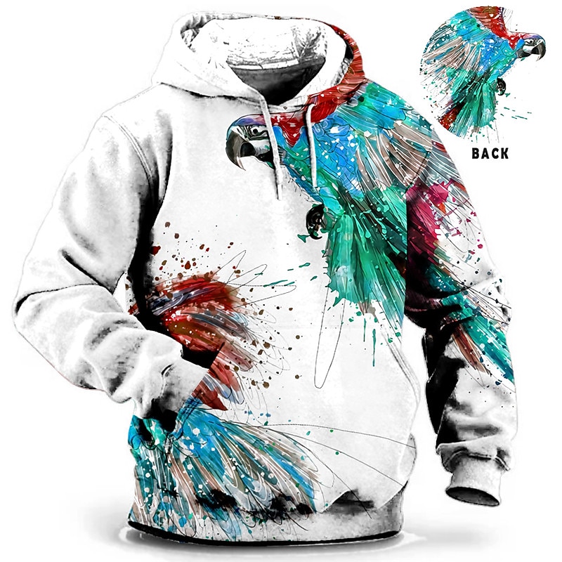 Men's Plus Size Pullover Hoodie Sweatshirt Big and Tall Animal Hooded Pocket Long Sleeve Spring &  Fall Fashion Streetwear Basic Comfortable Work Daily Wear Tops3