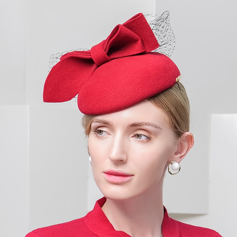 Hats 100% Wool Beret Hat Bucket Hat Casual Fashion With Tulle Headpiece Headwear2