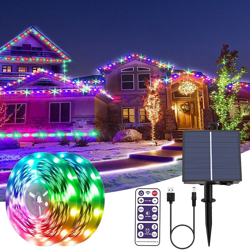 5M 10M USB Charging  Remote Control Solar LED Lamp With Outdoor Lamp Led Lamp With Garden String Lamp Led Solar Street Garden Decoration Wreath Festival Party Atmosphere Lamp 1 set