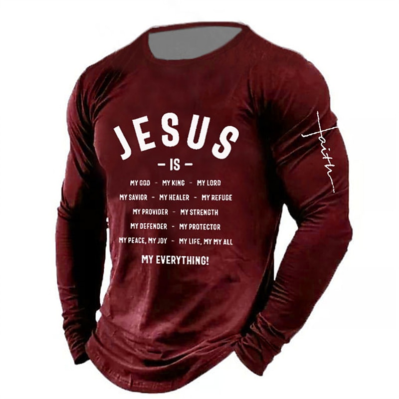 Men's Letter Graphic Prints T Shirt Casual Style Classic Style Long Sleeve T shirt 3D Print Crew Neck Shirt Vintage Sports Basic Outdoor Street Casual Black Red Blue Spring &  Fall Clothing Apparel S3