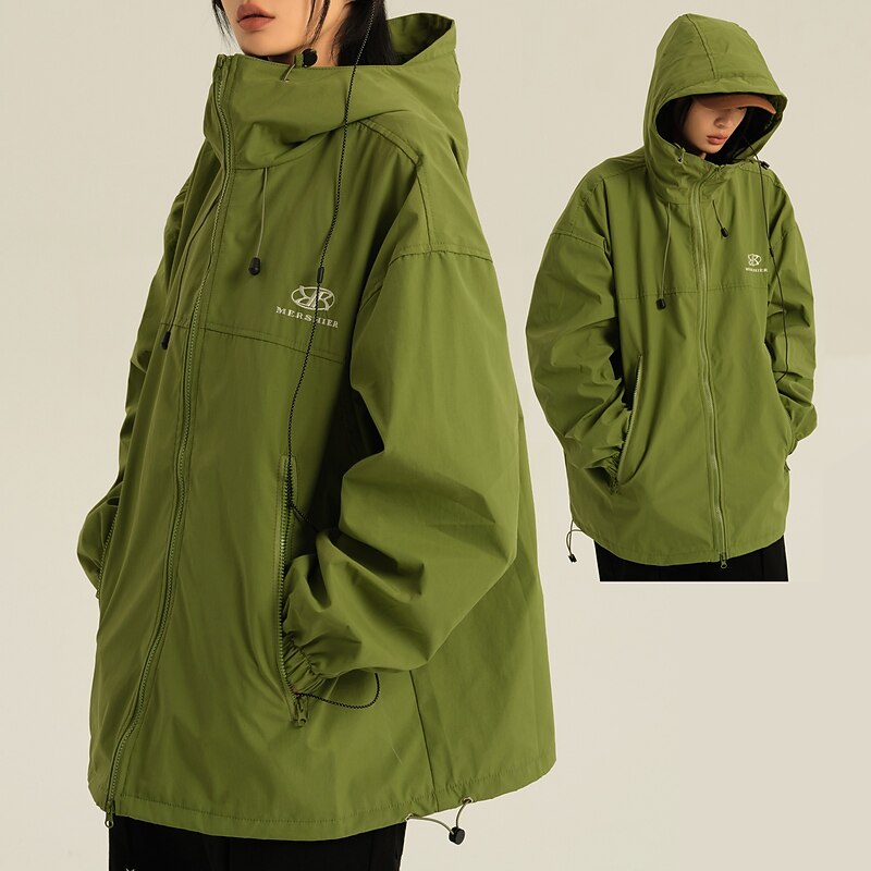 Men's Women's Waterproof Rain Jacket Gorpcore Hoodie Jacket Hiking Windbreaker Urban Outdoor Thermal Warm Windproof Breathable Lightweight Outerwear Trench Coat Top Hunting Fishing Climbing