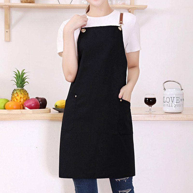 Waterproof Chef Apron For Women and Men, Kitchen Cooking Apron, Personalised Gardening Apron with Pocket, Cotton Canvas Work Apron Cross Back Heavy Duty Adjustable4