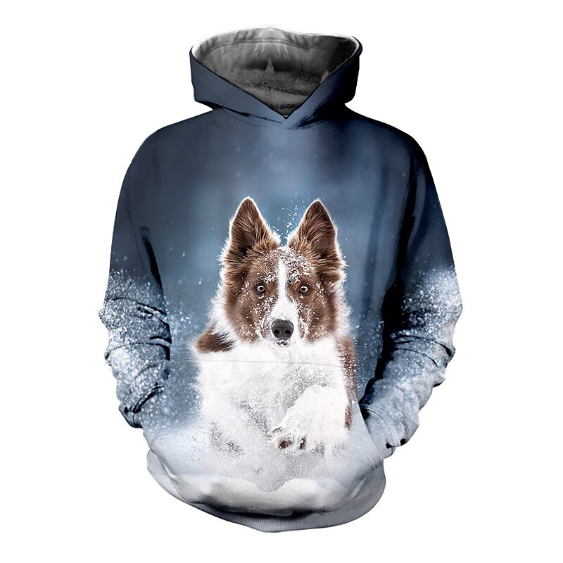 Kids Boys Hoodie Pullover Animal Dog Long Sleeve Pocket Children Top Casual 3D Print Hoodie Cool Daily Black Navy Blue Blue Fall 7-13 Years3