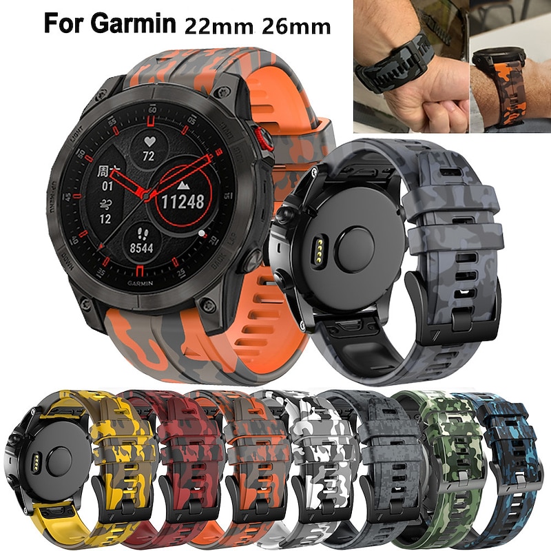 Watch Band for Garmin Marq Descent G1 Fenix 7/6/5 Plus Pro Sapphire Solar Forerunner 955/945/935/745 Solar Fenix 7X / 6X / 5X / 3/3HR Plus Pro Sapphire Solar Silicone Replacement  Strap 22mm 26mm