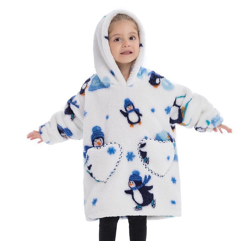 Kid's Adults' Animal Oversized Hoodie Blanket Wearable Blanket With Pocket Penguin Onesie Pajamas Kigurumi Pajamas For Men's Women's Boys Christmas New Year Cartoon4