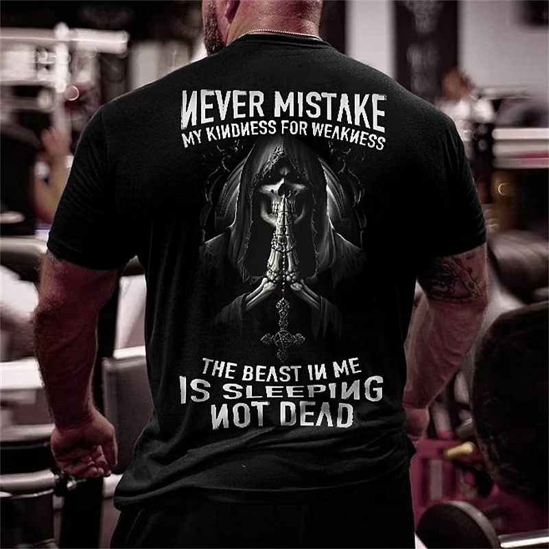 Men's Grim Reaper Letter T Shirt Graphic Tee Funny T Shirts Short Sleeve T shirt 3D Print Crew Neck Shirt Vintage Fashion Designer Street Casual Daily Black Yellow Red Summer Clothing Apparel S M L