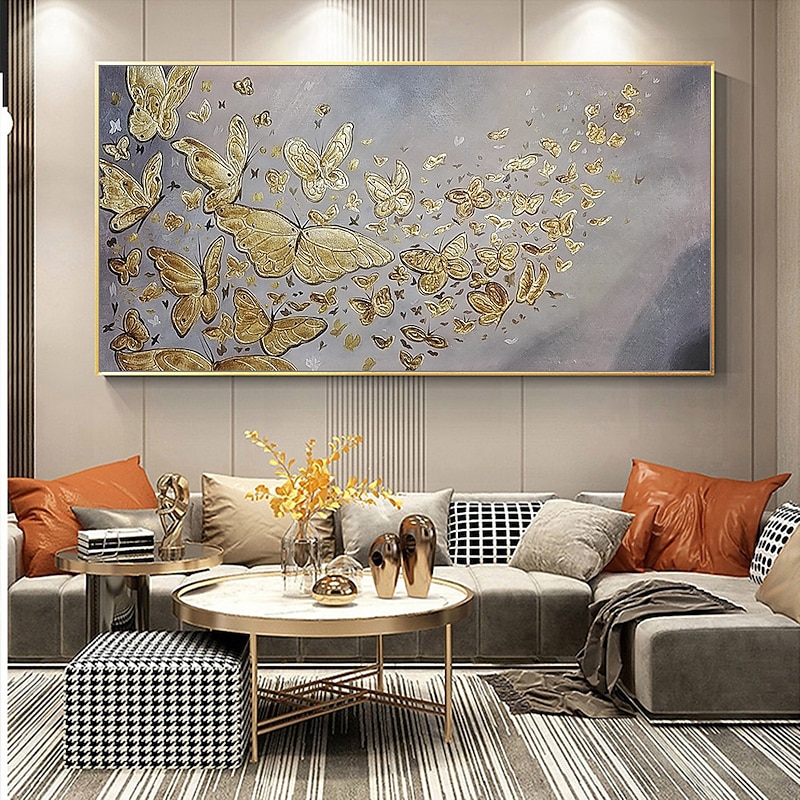 Mintura Handmade Butterfly Oil Paintings On Canvas Wall Art Decoration Modern Abstract Animals Picture For Home Decor Rolled Frameless Unstretched Painting