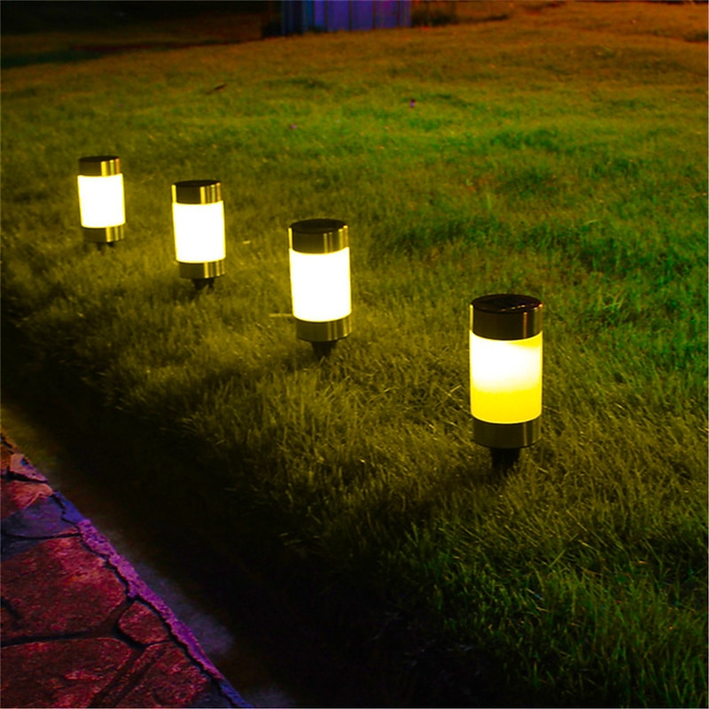 2pcs Solar Mini Pathway Lights Outdoor Garden Lights Ground Plug Led Garden Lamp Super Bright Solar Plastic Lawn Lamp Garden Landscape Lamp