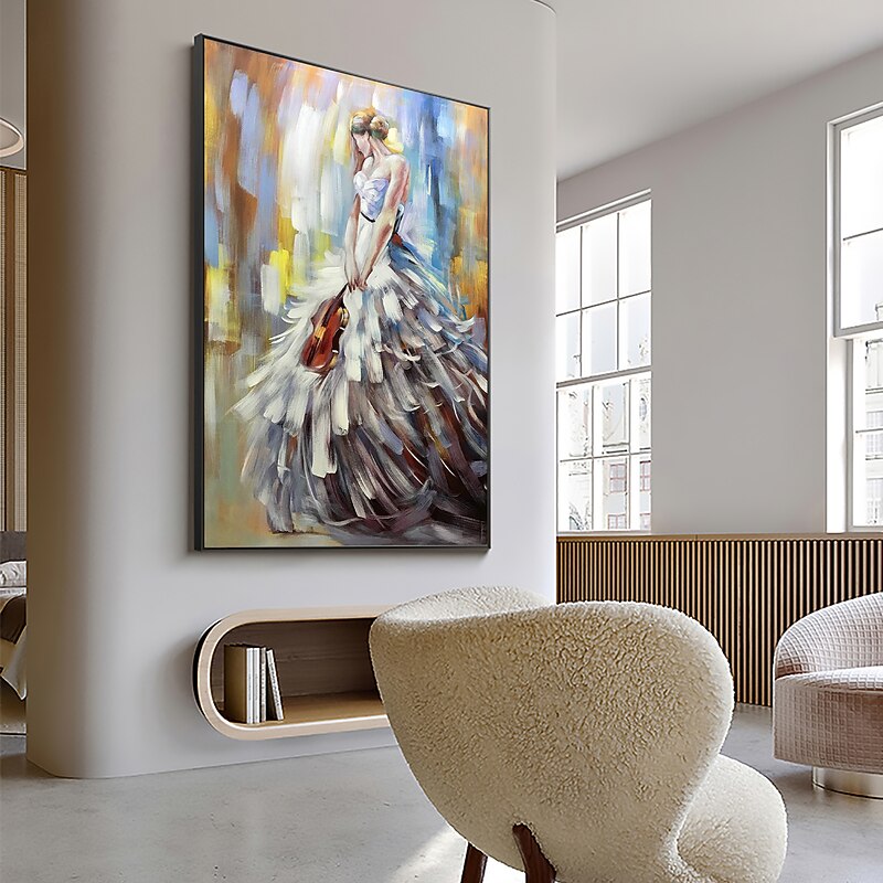 Handmade Oil Painting Canvas Wall Art Decor Abstract Girl Dancing Painting Original People Painting for Home Decor With Stretched Frame/Without Inner Frame Painting3