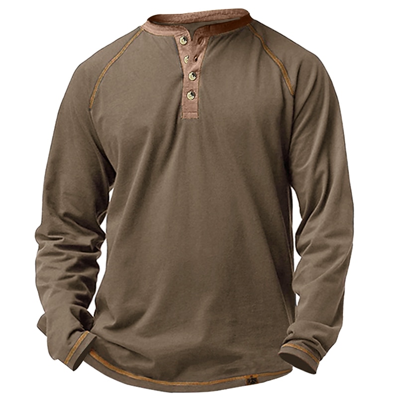 Men's Button T Shirt Henley Shirt Long Sleeve Shirt Long Sleeve Henley Spring &  Fall Plain Fashion Designer Casual Vacation Street Holiday Black Wine Royal Blue Top Tee for Men2