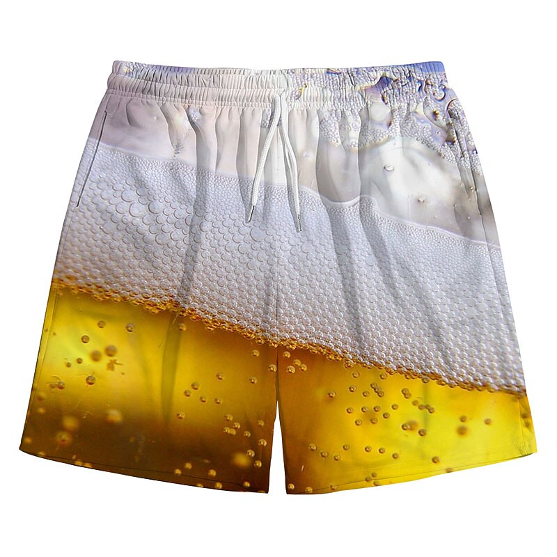 Men's Optical Illusion Print Oktoberfest Beer Swim Trunks Swim Shorts Board Shorts Hawaiian Holiday Drawstring with Mesh lining Elastic Waist Designer Clothing Apparel2
