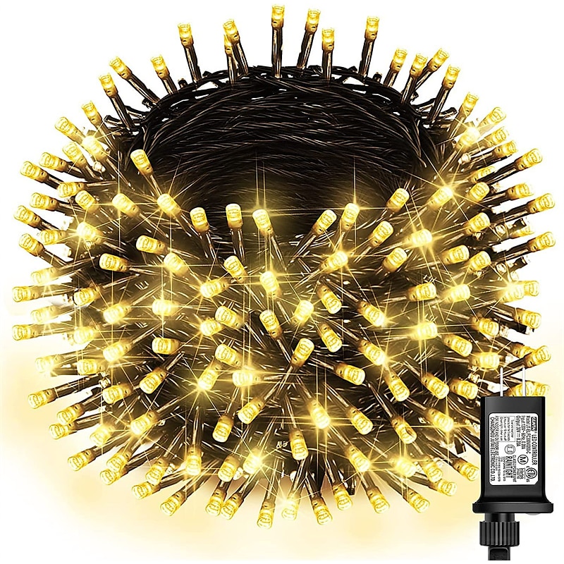 Outdoor Christmas Tree Lights, Waterproof 10-100M LED Twinkle String Light with 8 Modes, Plug-in Xmas Fairy Lights, Christmas Window Green Wire Holiday Decoration2