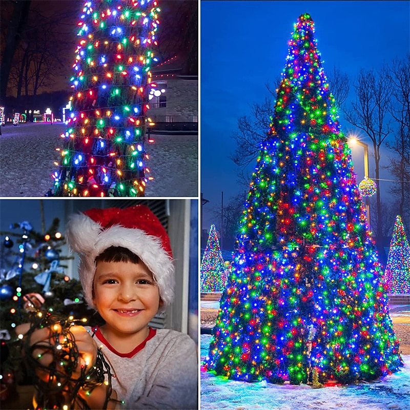 Outdoor Christmas Tree Lights, Waterproof 10-100M LED Twinkle String Light with 8 Modes, Plug-in Xmas Fairy Lights, Christmas Window Green Wire Holiday Decoration4