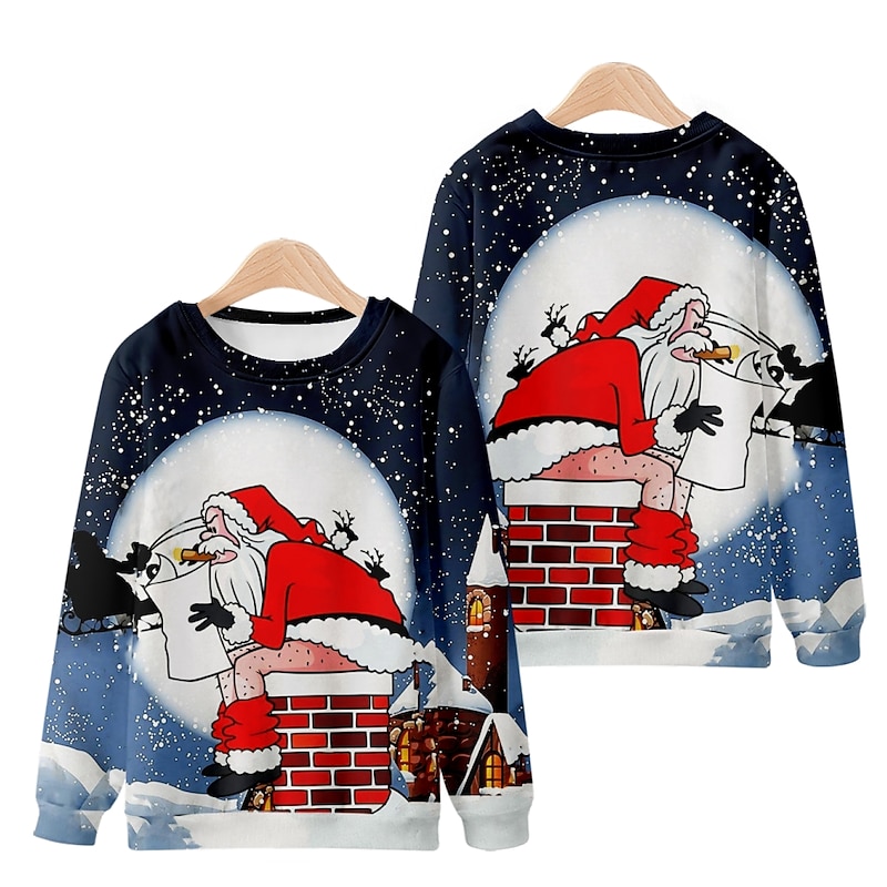 Santa Claus Pullover Funny Christmas Sweatshirt 3D Print For Couple's Men's Women's Adults' Christmas Christmas Eve Party Christmas