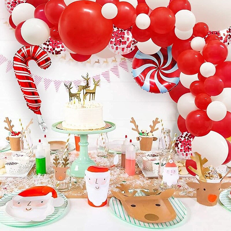 Christmas Themed Party Decoration Balloon Package Diy Wreath Arch Candy Cane Aluminum Foil Balloon3