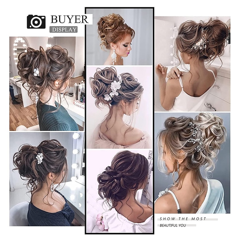 Messy Bun Hair Piece Messy Hair Bun Scrunchies for Women Tousled Updo Bun Synthetic Wavy Curly Chignon Ponytail Hairpiece for Daily Wear3