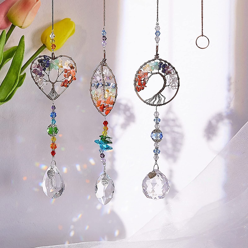 1PC Life Tree Crystal Sun Catcher Pendant Home Decoration2