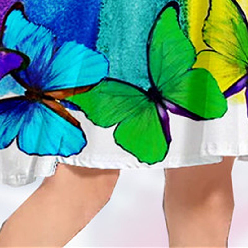 Kids Girls' Dress Animal Rainbow Butterfly Long Sleeve Casual Crewneck Adorable Daily Polyester Above Knee Casual Dress Swing Dress A Line Dress Fall Winter 3-10 Years Multicolor3