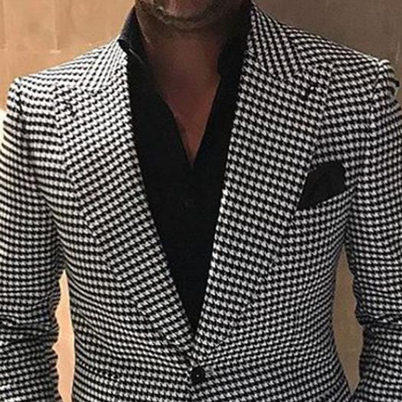 Men's Wedding Suits Closure collar Black Red Solid Colored Standard Fit 2 Piece Single Breasted Two-buttons4