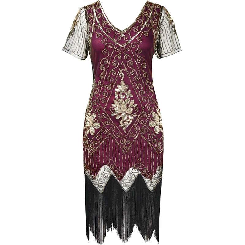 Roaring 20s 1920s Cocktail Dress Flapper Dress Dress Masquerade Normal The Great Gatsby Charleston Sequins Fancy Dress Women's Halloween Carnival Masquerade Carnival Wedding Wedding Guest Adults'2